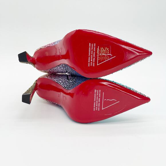 New Christian Louboutin Condora Strass Rainbow Crystal Heeled Ankle Boots EU 36 - Picture 12 of 14